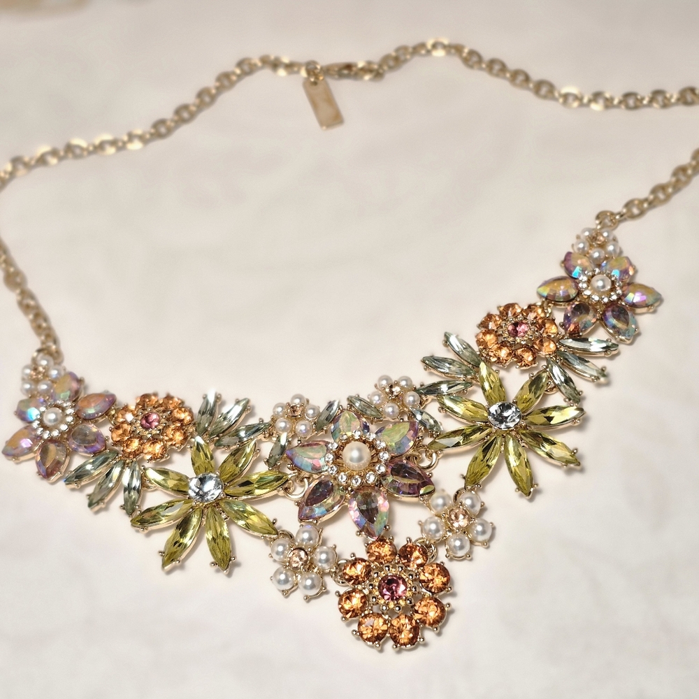 INC International Concepts Gold and Multicolor Floral Necklace